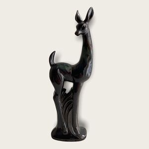 Vintage 1980s Deer Figure Canada Pottery Art in Harvest Glazed Red Clay